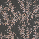 Stretch Net with Sequins - Salmon and Silver Fancy Floral Clusters on Nude