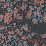 3D Embroidered Stretch Netting Lace - Ribbon Red and Gray Mist Floral