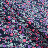 Cotton Voile Print - Hot Pink, Pale Aqua and Black Iris Floral