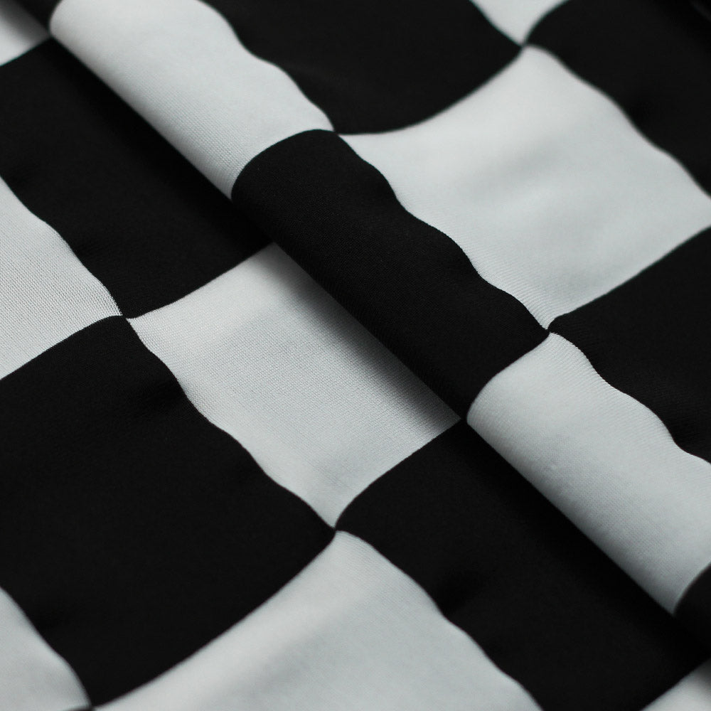 Checkers Poly Spandex Fabric - Red And White Checkered, 1" x 1" Checks, 58/60" Width (1 Yard)