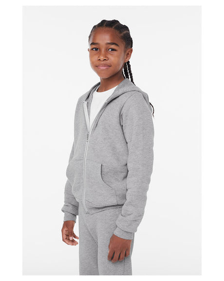 Bella + CanvasÂ Youth Sponge Fleece Full Zip Hooded Sweatshirt - L