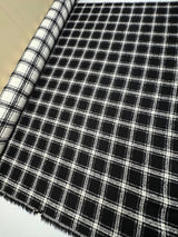 Wool Blend Bouclé Checked Black White