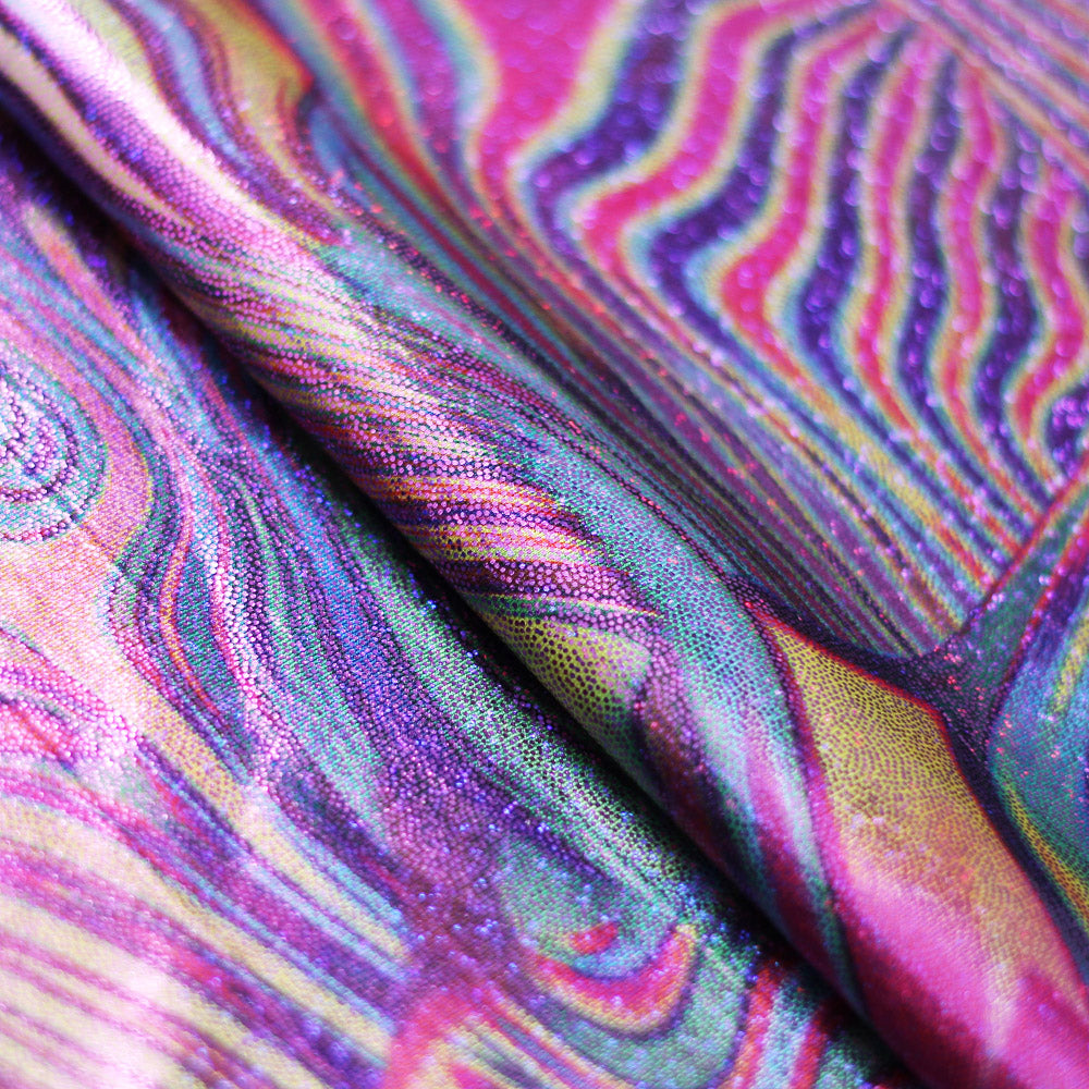 Paint Swirl Polyester Spandex Fabric - Multicolor Abstract Print, 58/60" Width (1 Yard)