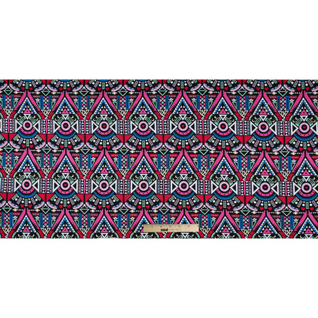 Victoria Blue/Magenta Multicolor Geometric Printed Stretch Cotton Twill