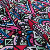 Victoria Blue/Magenta Multicolor Geometric Printed Stretch Cotton Twill
