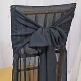 1 Piece Elegant Black Chiffon Chiavari Chair Cover with Attached Sash Perfect for Weddings and Special Events