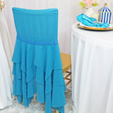1 Piece Radiant Turquoise Chiffon Chiavari Chair Cover with Sash Sheer Elegant Drape for Events