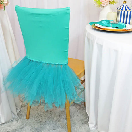 1 Piece Tiff & Aqua Blue Ballerina Spandex Chair Cover Stretch Fit with Skirt