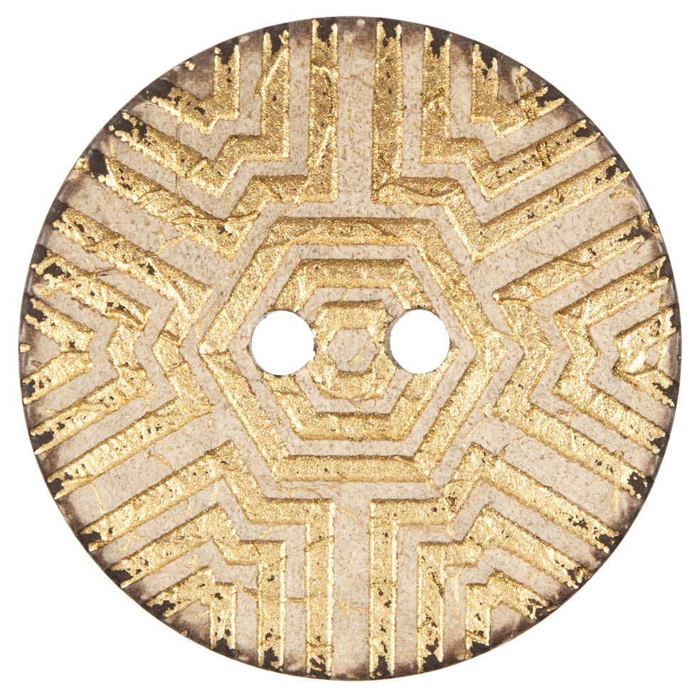 Italian Gold Carved Coconut Button - 64L/40.5mm