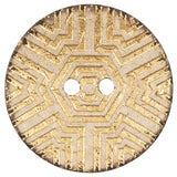 Italian Gold Carved Coconut Button - 64L/40.5mm