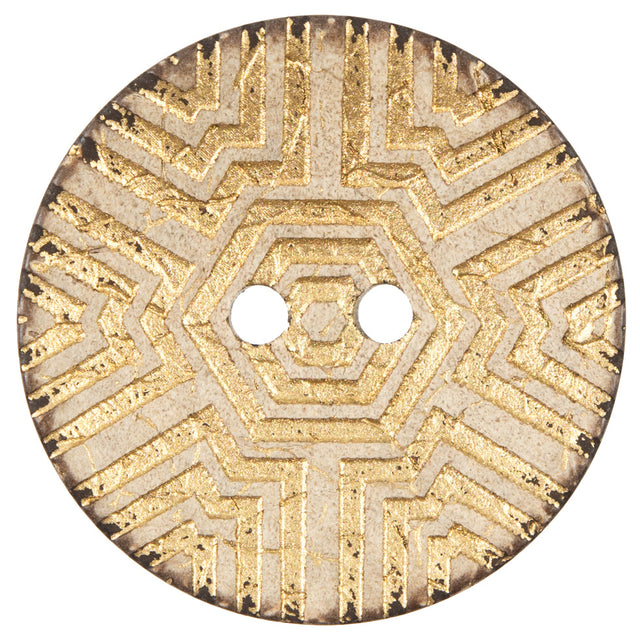 Italian Gold Carved Coconut Button - 64L/40.5mm