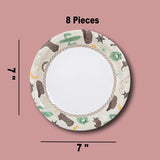 8 Ct. 7" Western Icons Round Disposable Paper Dessert Plates