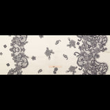 Mood Exclusive Italian Black on Putty Floral Lace Border Digitally Printed Silk Organza