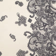 Mood Exclusive Italian Black on Putty Floral Lace Border Digitally Printed Silk Organza