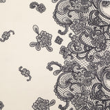 Mood Exclusive Italian Black on Putty Floral Lace Border Digitally Printed Silk Organza