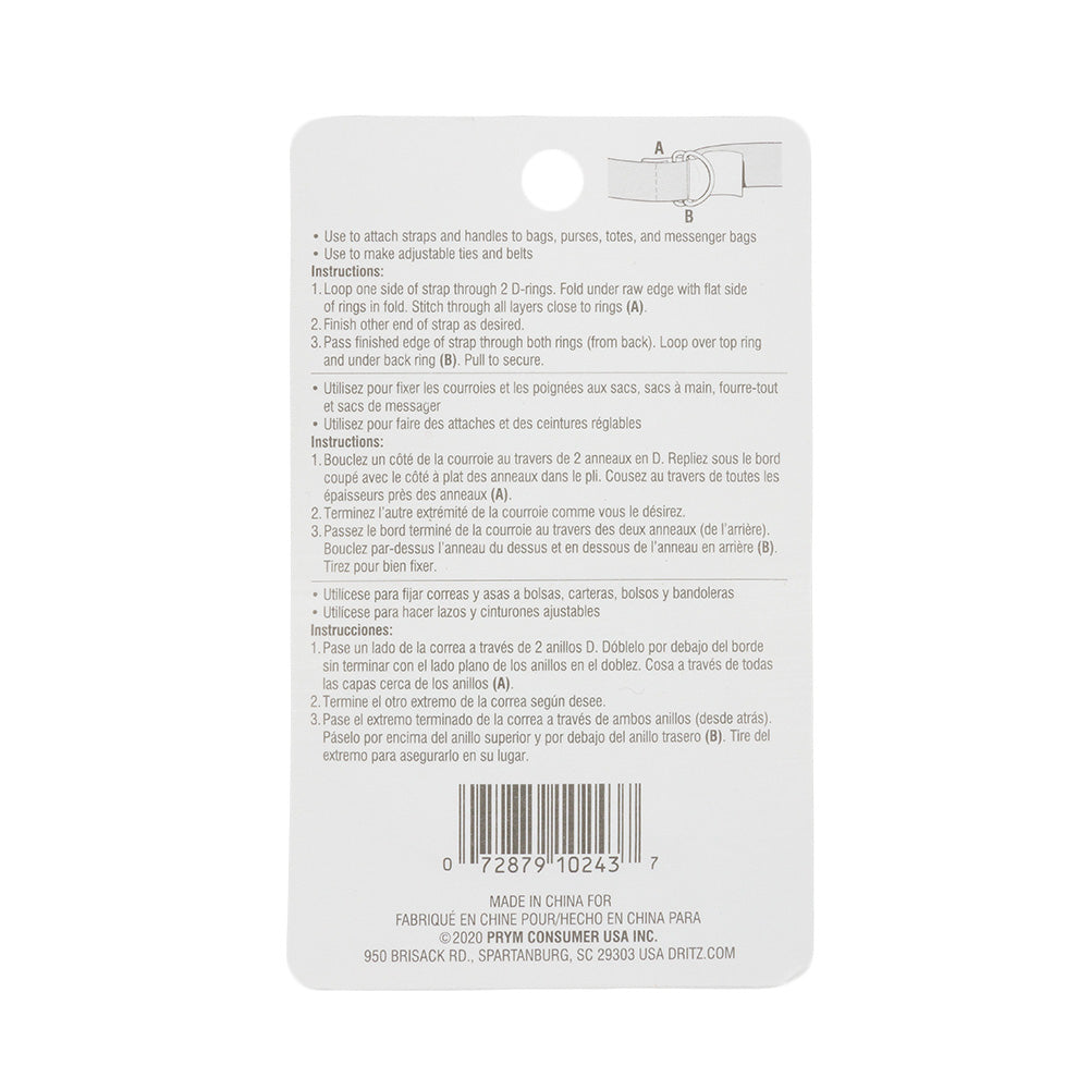 Dritz 4pc Nickel D-Rings - 1.25"