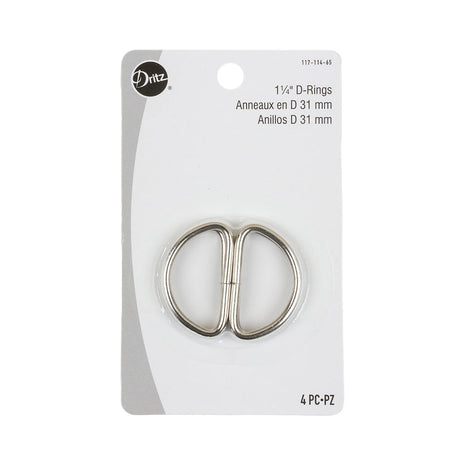Dritz 4pc Nickel D-Rings - 1.25"