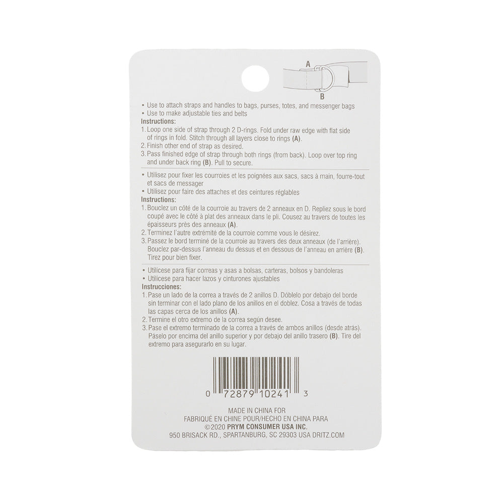 Dritz 4pc Nickel D-Rings - 0.75"