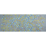 Sunny Lime, Orchid Bloom and Blue Bell Floral Embroidered Lace on Black Tulle