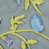 Sunny Lime, Orchid Bloom and Blue Bell Floral Embroidered Lace on Black Tulle