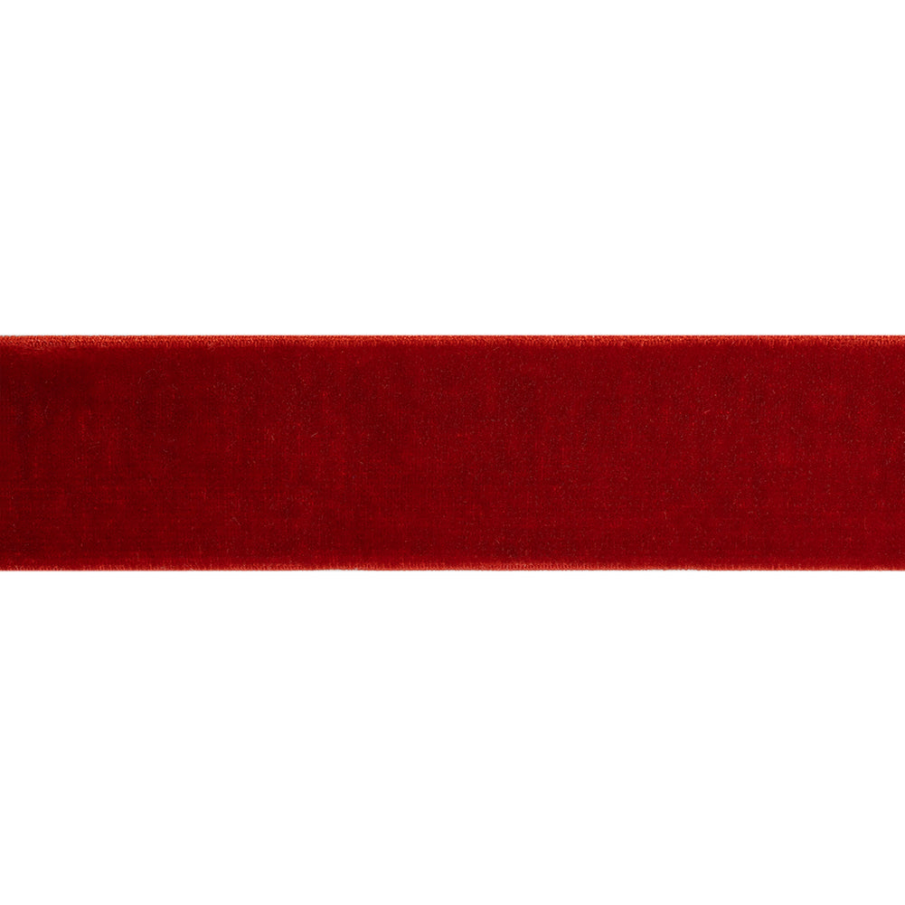 Stretch Velvet Ribbon Trim Made in Italy - 0.875" - Deep Red - Gislaine Collection