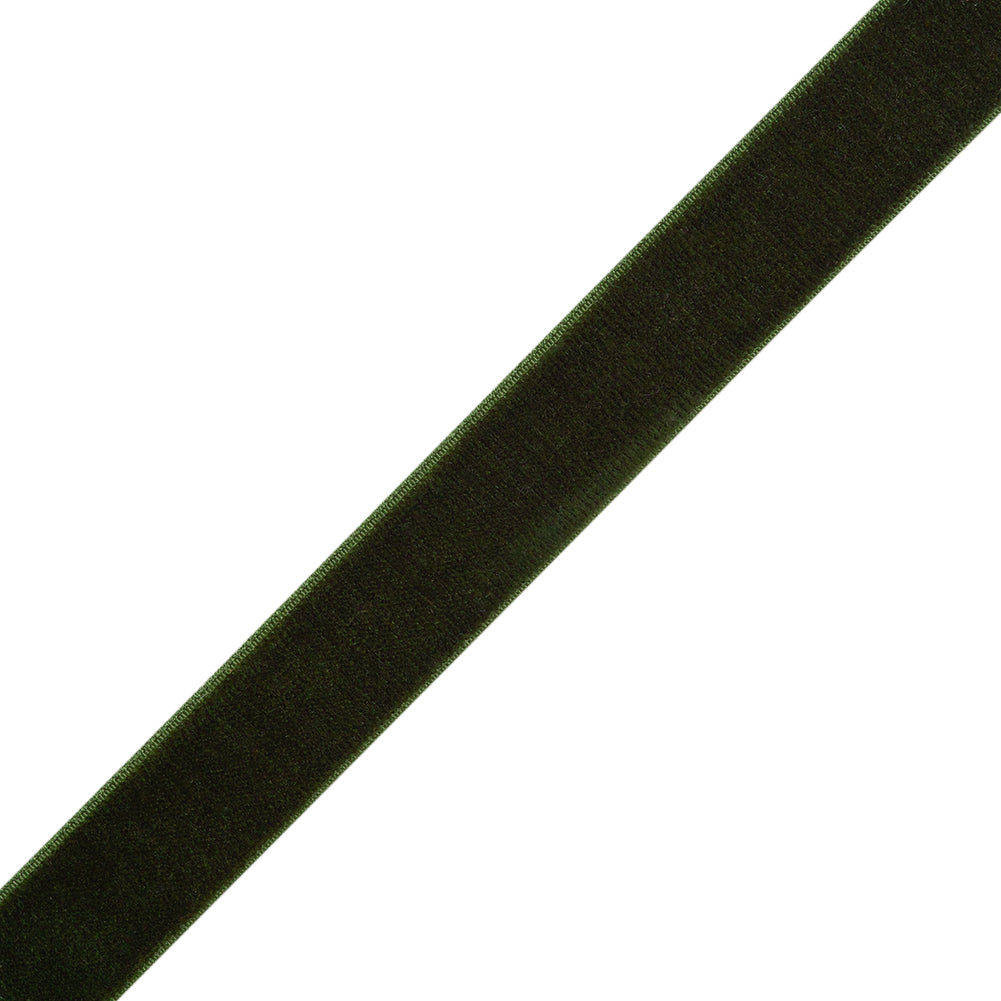Stretch Velvet Ribbon Trim Made in Italy - 0.625" - Forest Green - Gislaine Collection
