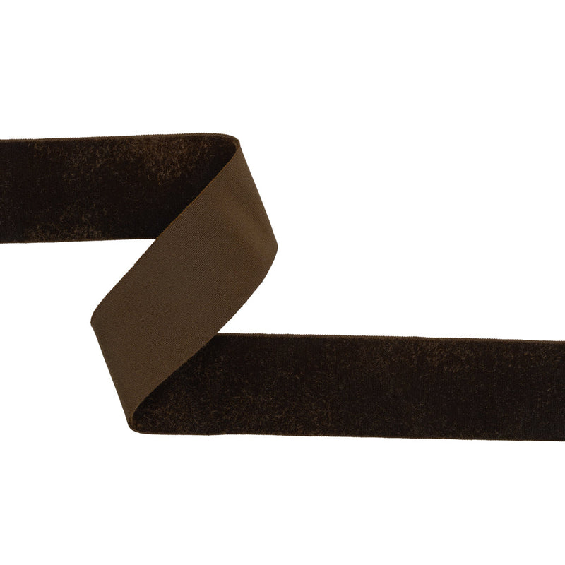 Stretch Velvet Ribbon Single Faced - 1.375" - Brown
