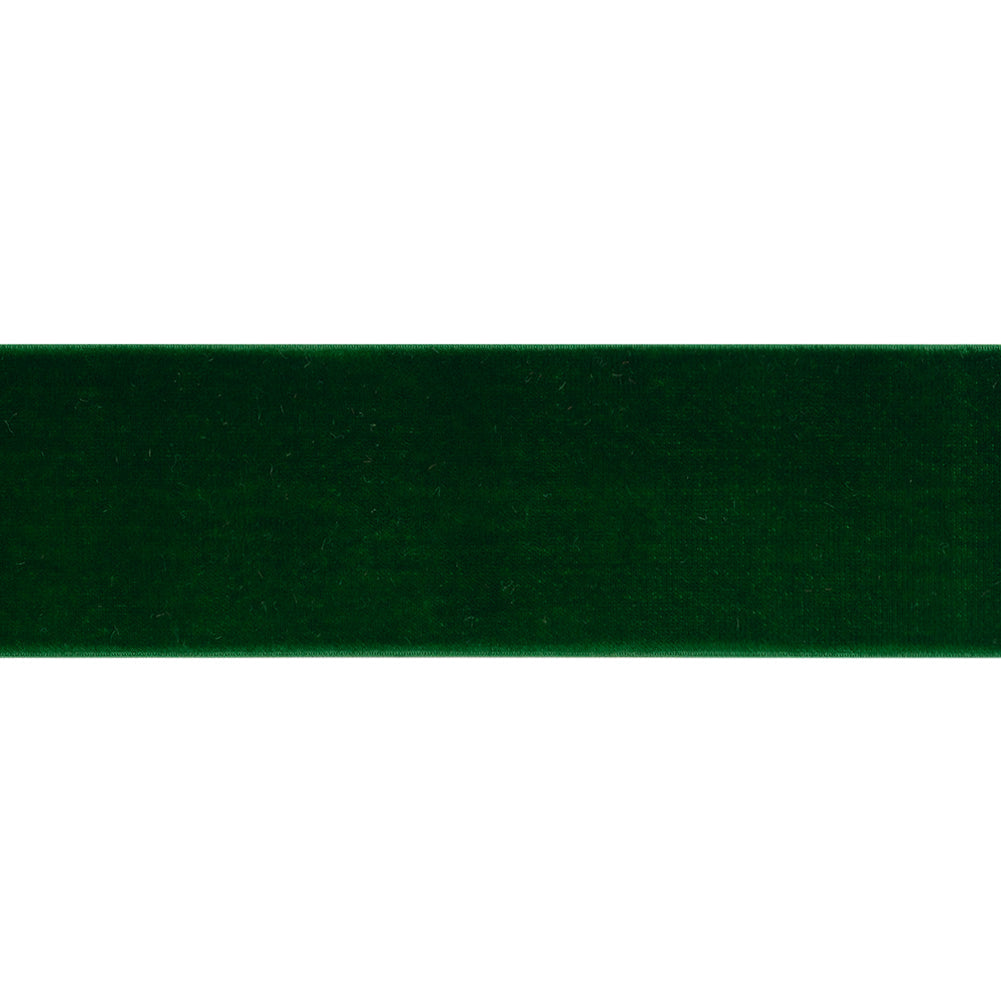 Stretch Velvet Ribbon Trim Made in Italy - 2" - Emerald Green - Gislaine Collection