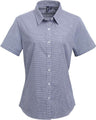 Women's Microcheck Gingham Short Sleeve Cotton Dress Shirt