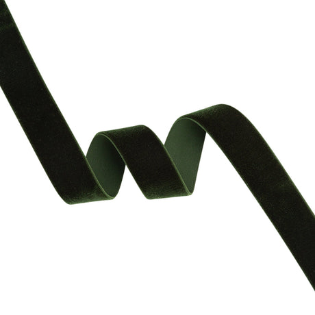 Stretch Velvet Ribbon Trim Made in Italy - 0.875" - Forest Green - Gislaine Collection