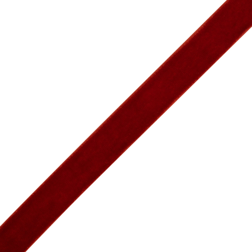 Stretch Velvet Ribbon Trim Made in Italy - 0.625" - Deep Red - Gislaine Collection