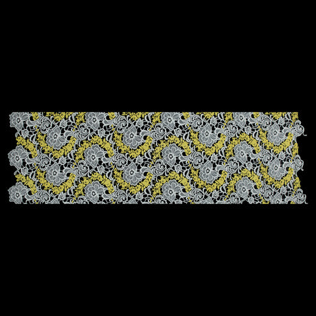 Embroidered Guipure Lace - White and Yellow Floral