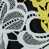 Embroidered Guipure Lace - White and Yellow Floral
