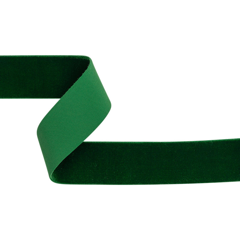 Stretch Velvet Ribbon Trim Made in Italy - 1.5" - Emerald Green - Gislaine Collection