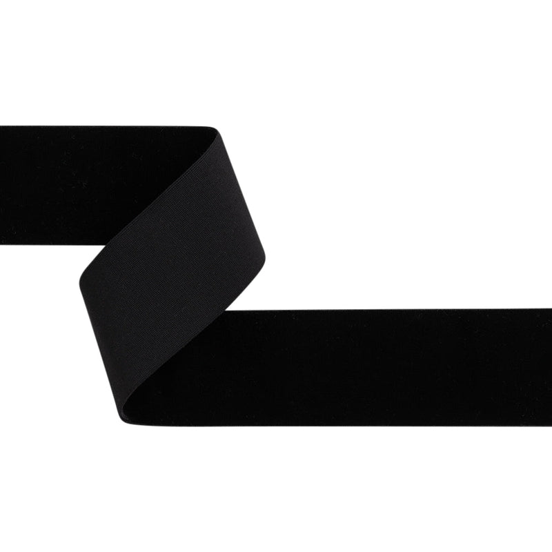 Stretch Velvet Ribbon Trim Made in Italy - 2" - Black - Gislaine Collection