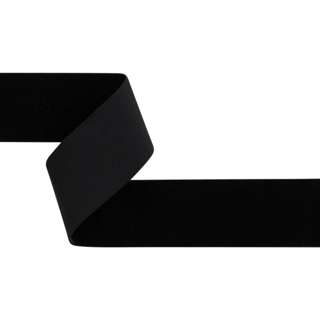 Stretch Velvet Ribbon Trim Made in Italy - 2" - Black - Gislaine Collection