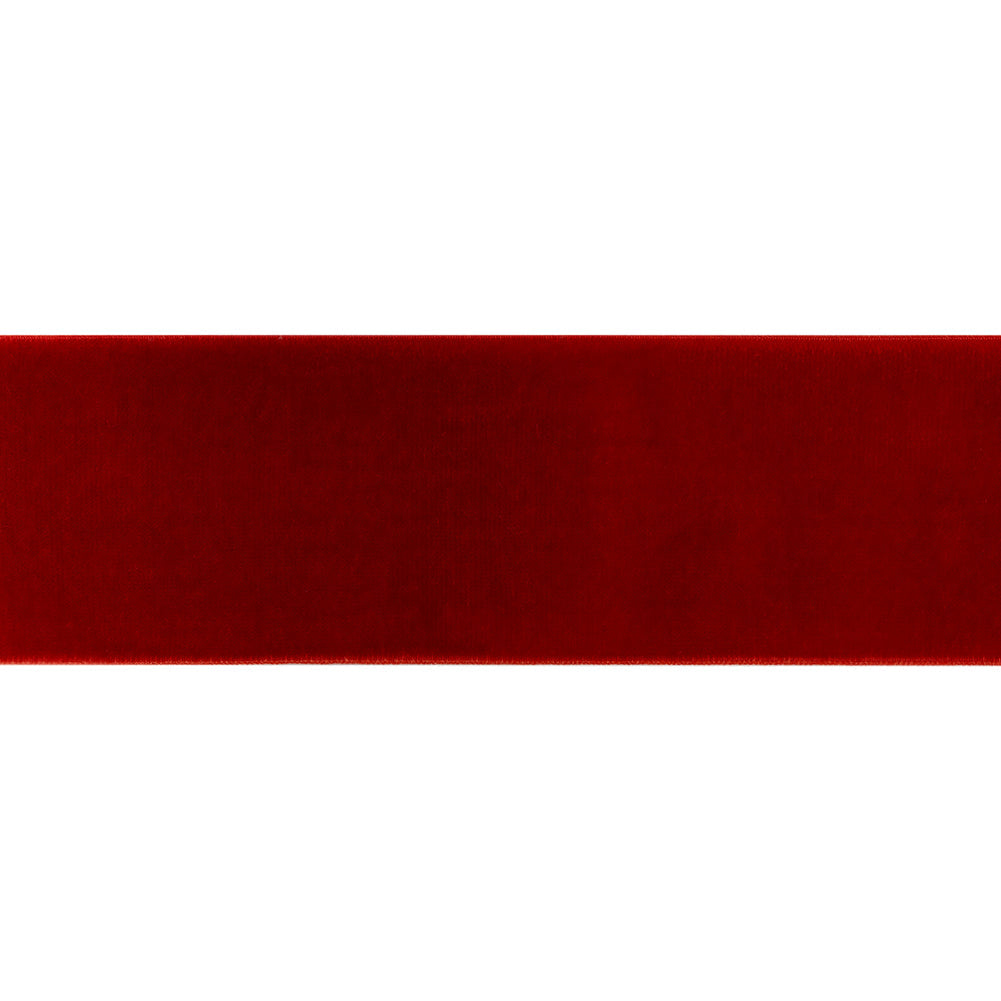 Stretch Velvet Ribbon Trim Made in Italy - 2" - Deep Red - Gislaine Collection