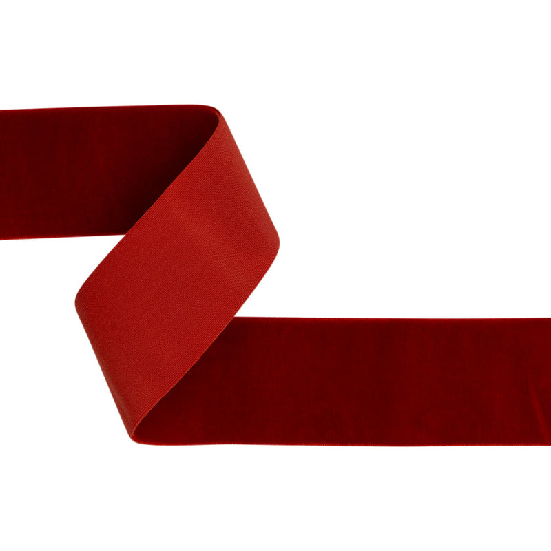 Stretch Velvet Ribbon Trim Made in Italy - 2" - Deep Red - Gislaine Collection