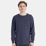 Unisex Garment-Dyed Long Sleeve T-Shirt With a Pocket
