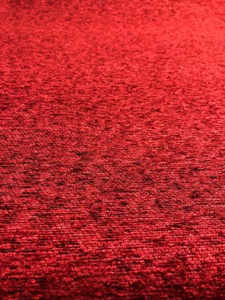 Ruby Red Heavy Solid Chenille Backed Upholstery Fabric - Ruby Red Solid, 56" Width (1 Yard)