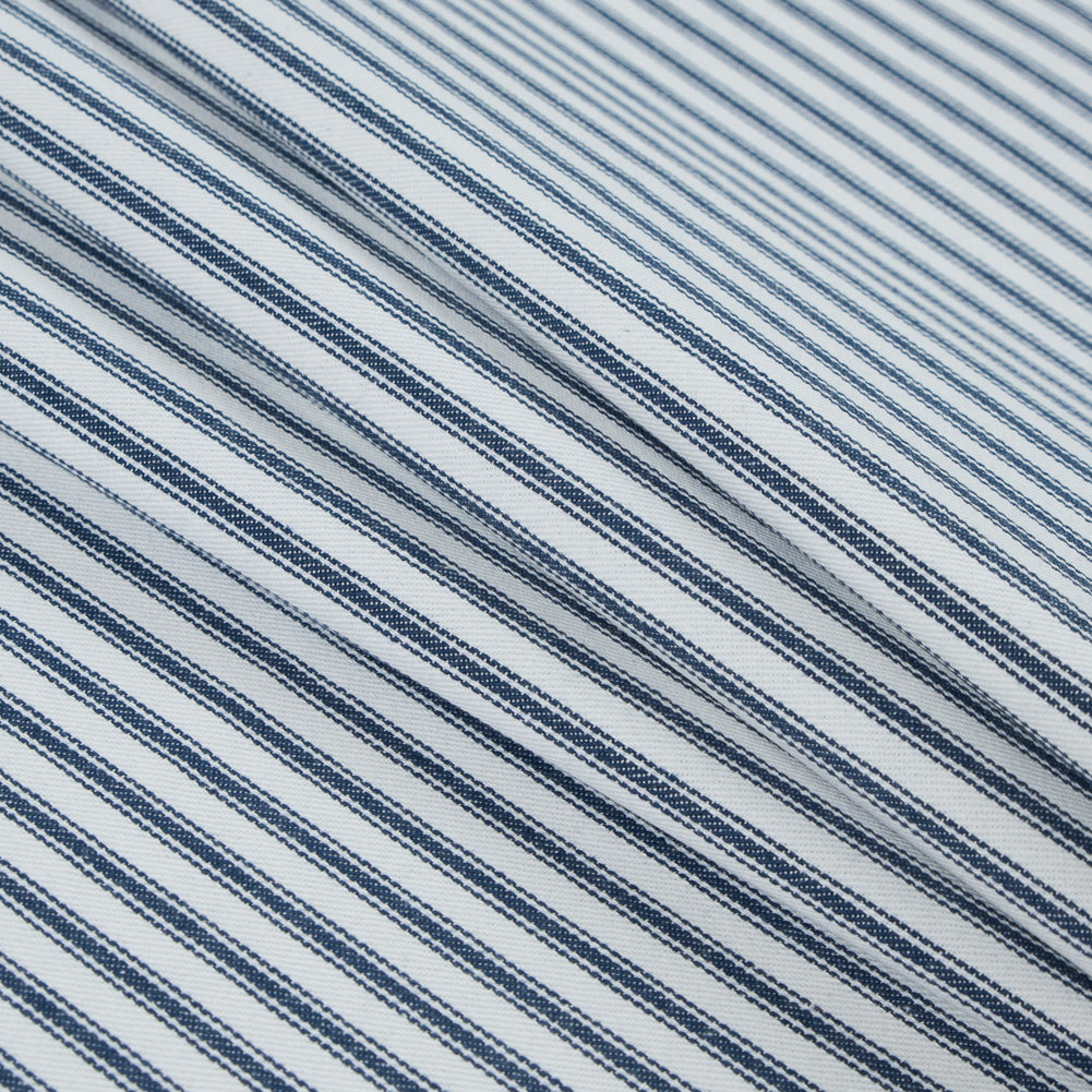 Ruth Navy and White Ticking Striped Cotton Twill