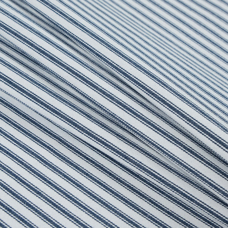 Ruth Navy and White Ticking Striped Cotton Twill