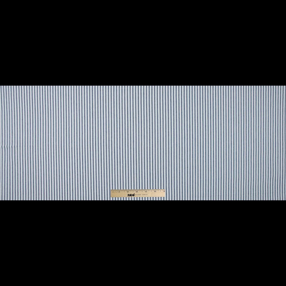 Ruth Navy and White Ticking Striped Cotton Twill