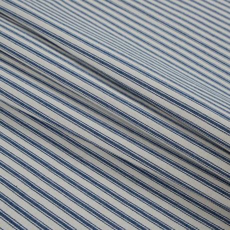Ruth Vintage Ink and Beige Ticking Striped Cotton Twill