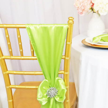 10 Pieces Satin Chair Sashes 8 by 108 inches Key Lime