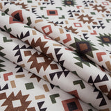 Brown and Green Geometric Printed Brushed Canvas