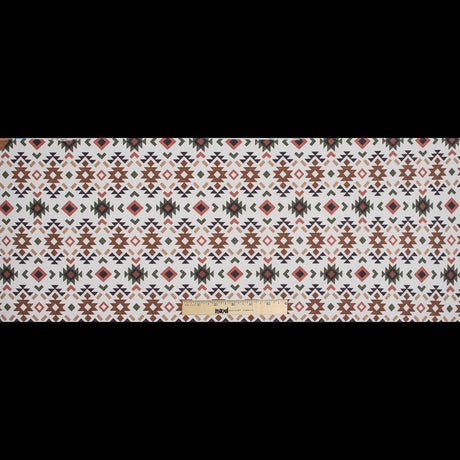 Brown and Green Geometric Printed Brushed Canvas