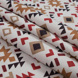 Red and Mustard Geometric Printed Brushed Canvas