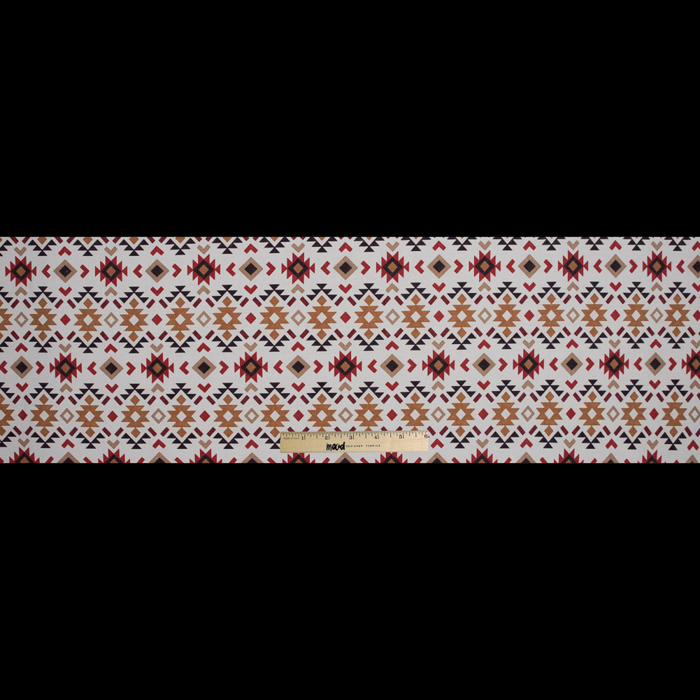 Red and Mustard Geometric Printed Brushed Canvas