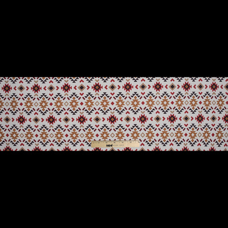 Red and Mustard Geometric Printed Brushed Canvas